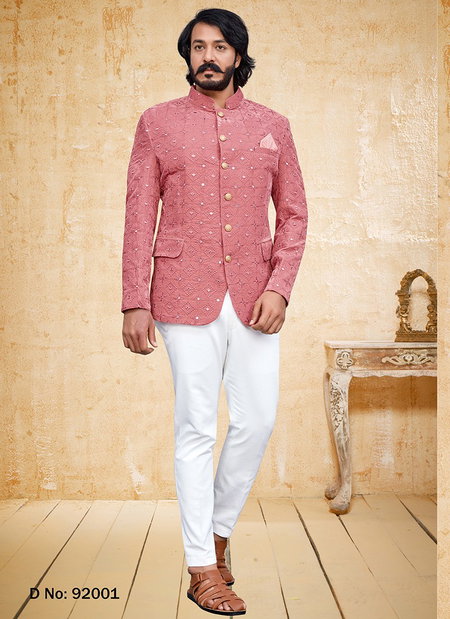 Peach Colour Outluk Vol 92 New Designer Party Wear Velvet Jodhpuri Suit Collection 92001